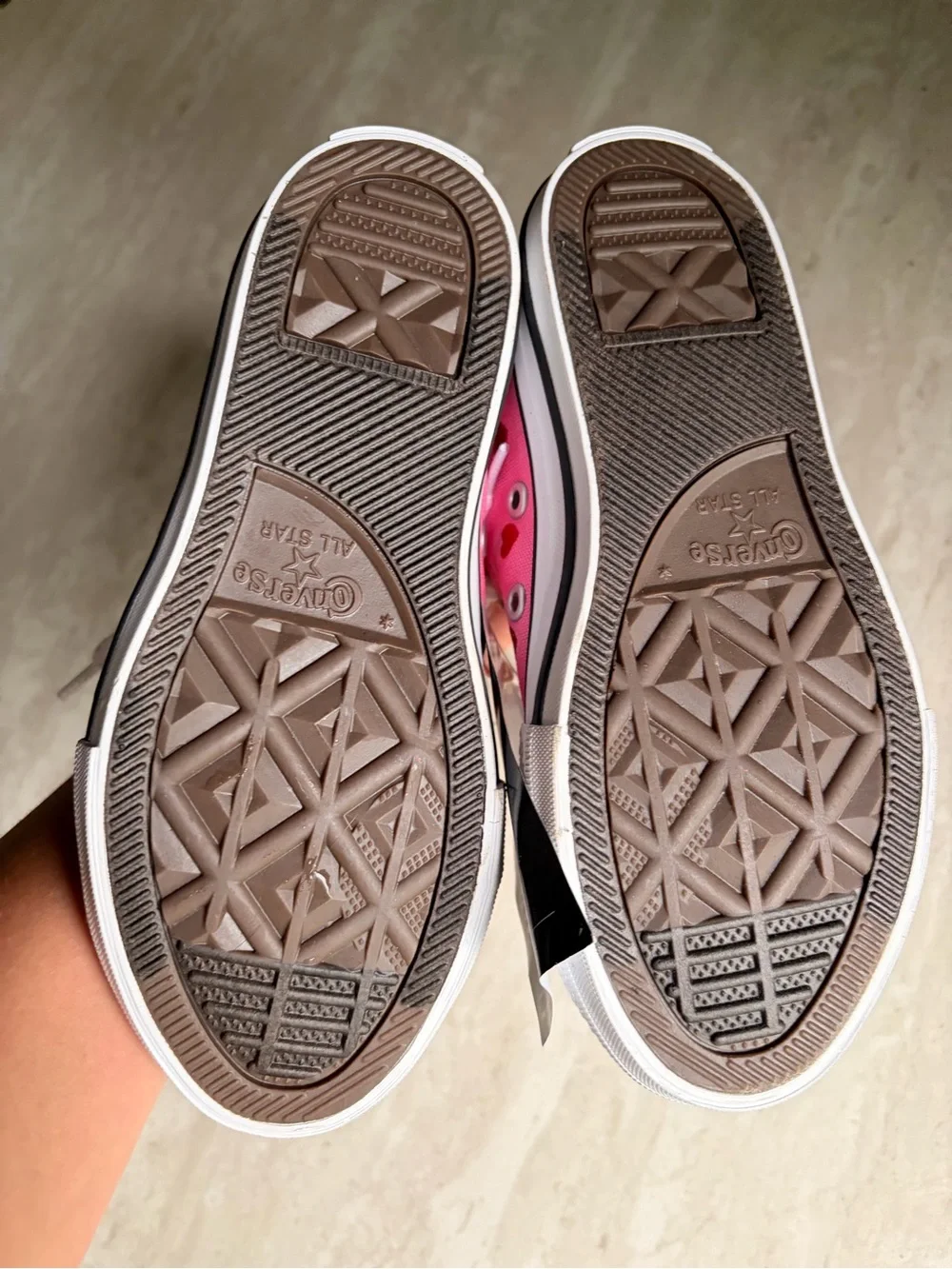 Converse Kids Pink Heart Low-Top Sneakers with White Trim